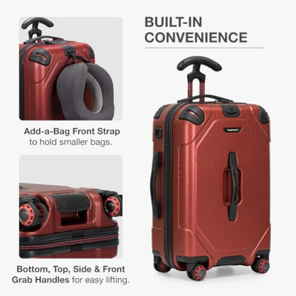 Traveler's Choice Maxporter II Polycarbonate Hardside Trunk with Spinner Wheels, Red, 22-Inch Carry-on Luggage - color: Red, size: 22-inch Carry-on Luggage