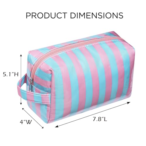 PVC Striped Clear Coated Waterproof Makeup Bag(11Pink Blue) - color: 11Pink Blue