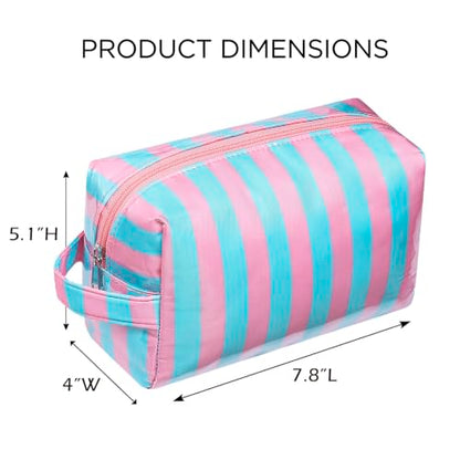 PVC Striped Clear Coated Waterproof Makeup Bag(11Pink Blue) - color: 11Pink Blue
