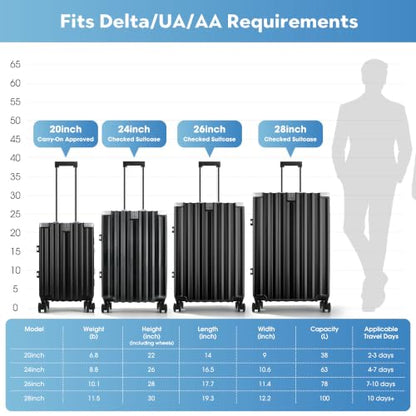 Zipperless Luggage, 28 Inch Checked Suitcase - color: Black, size: TSA 28-inch