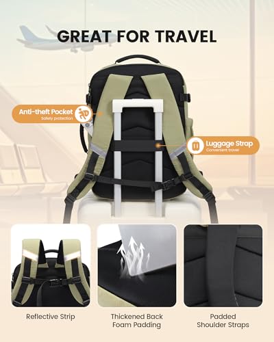 LOVEVOOK Travel Backpack for Women & Men, Flight Approved Carry on Luggage - color: Grape Purple, size: Large-40L-4Pcs