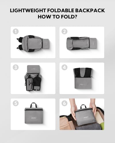 WATERFLY Small Packable Travel Backpack: 15L Lightweight Hiking Daypack - color: Grey