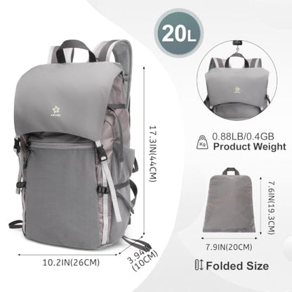 20L Hiking Backpack, Small Lightweight Daypack for Men Women,Grey - color: Grey