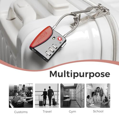 pack all TSA Approved Travel Luggage Locks, Resettable 3-Digit Code - color: Red, size: 4 Pack