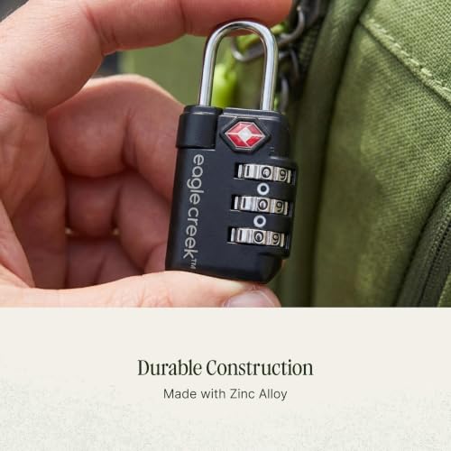 Eagle Creek Travel Safe TSA Lock, 3 Dial Combination, Graphite | Lock for Suitcase, Duffel Bag, and Backpack Security, Travel Sentry Certified, Keep Your Belongings Secure