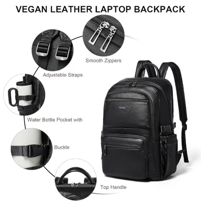 Leather Laptop Backpack for Women with RFID Wristlet Purse, Fits 17" Laptop - color: Brown