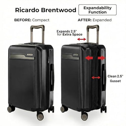 Ricardo Beverly Hills Brentwood Hardside Luggage Collection – Expandable Suitcases with Wheels and TSA Lock, 25" Medium Check-in, Onyx - color: Onyx, size: Check-In Medium 25-Inch