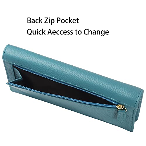Lavemi Ultra Slim Thin Leather Women Wallet RFID Blocking Credit Card Holder Bifold Long Ladies Billfold - color: 2- Light Green