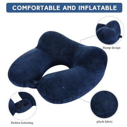 Sintuff 2 Inflatable Neck Pillow Airplane Travel, Blue and Dark Gray - color: Blue and Dark Gray