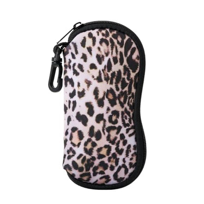 WOZEAH Double Eyeglass Case with 2 Compartments, Travel Eyewear Organizer for Two Pairs of Glasses - color: Leopard4