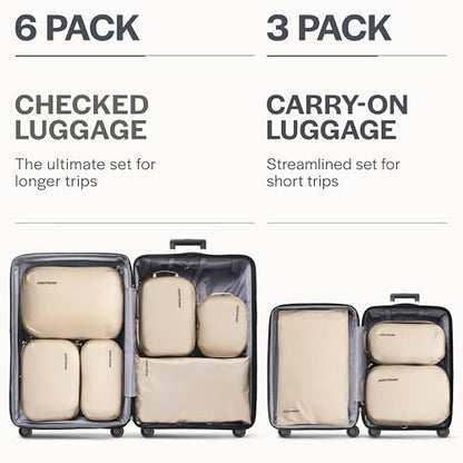 Aerotrunk Ultralight Compression Packing Cubes for Travel, 6-Pack, Beige - color: Beige, size: 6-Pack