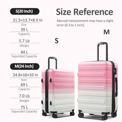Carry on Luggage 22x14x9 Airline Approved, Expandable - color: Blush Pink, size: S (20 In Carry-on)