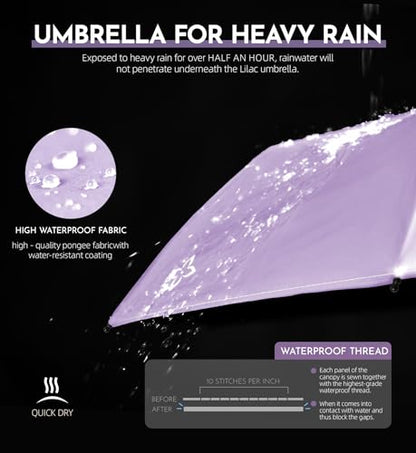 Travel Windproof Umbrella for rain Compact Small Travel size QuickDry - color: 2-Black & Purple