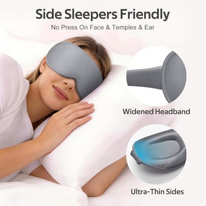 Sleep Mask for Men Women - 100% Blackout Eye Masks for Sleep - color: Grey