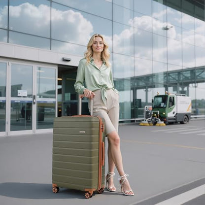 Cosbarn Luggage Sets 5 Piece, Hardshell Suitcases with Wheels, TSA Lock - color: OliveDrab