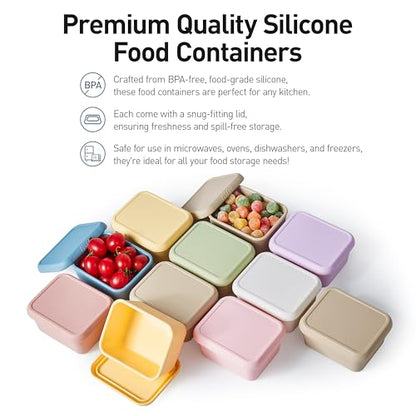 ISSEVE 4Pack 8oz Silicone Snack Containers for Kids with Lids, Reusable - size: 8oz-4pack