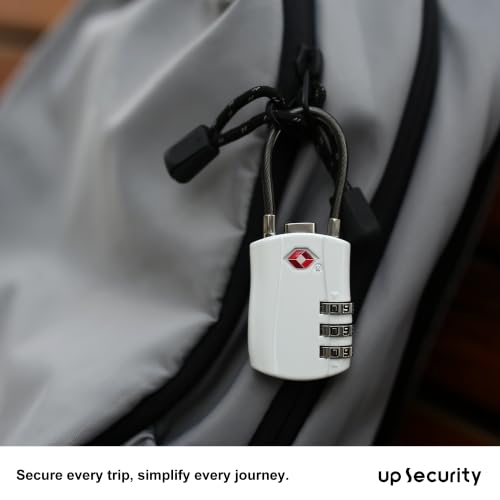 TSA Locks for Luggage, Small Combination Padlock with Cable, Travel Essentials Luggage Locks TSA Approved, Combo Padlock with Code, for Suitcase, Bag, Backpack Zipper, Gym Locker (2-Pack) - color: Black+White
