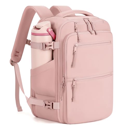 mibasies 30L Airline Approved Travel Carry On Backpack, fit 15.6" Laptop - color: Pink, size: Large