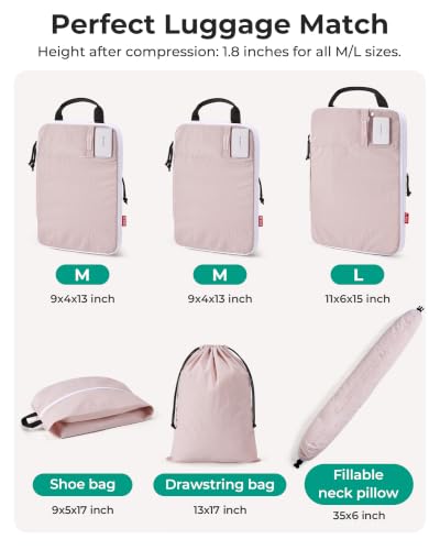 BAGSMART 6 Set Compression Packing Cubes with Fillable Neck Pillow - color: Grey