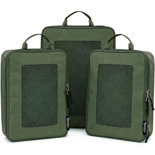 Packing Cubes Set of 3 Packing Cubes for Travel – Expandable Space Saver Organizer Bags – Suitcase Organizers for Clothes – Lightweight Travel Set (Forest Green)