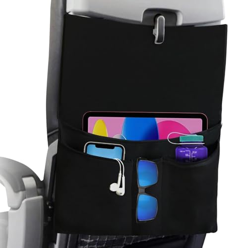 Airplane Seat Back Organizer, Multi Pocket Travel Storage Caddy, Plane Travel Essentials Accessories