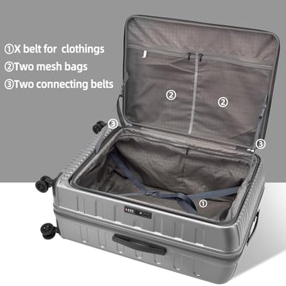 Kaleenie 29 Inch Checked Luggage with Expansion and Side Opening - color: Dark Gray, size: 29 Inch