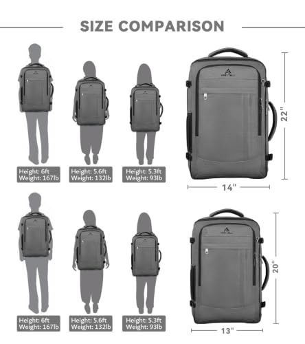 AREYTECO 55L Travel Laptop Backpack for Men, Extra Large Backpack - color: Grey, size: 18.4 Inch (22''x14''x11'')