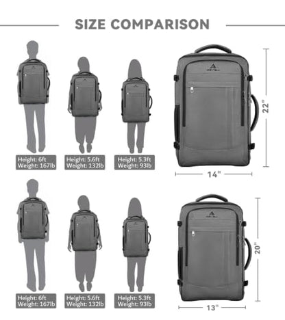 AREYTECO 55L Travel Laptop Backpack for Men, Extra Large Backpack - color: Grey, size: 18.4 Inch (22''x14''x11'')