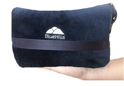 BlueHills Premium Soft Plush Mini Airplane Travel Blanket Pillow Navy Blue - color: Navy-m04
