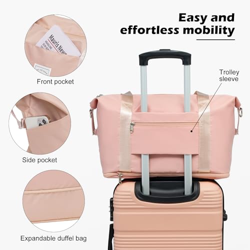 LONG VACATION Luggage Sets with Spinner Wheels, Suitcase Set 6 Piece - color: PINK, size: 6 piece set