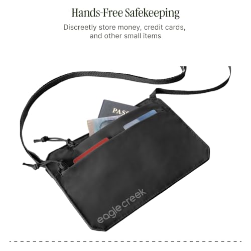 Eagle Creek Undercover RFID Neck Wallet – Lightweight Travel Security with RFID Blocking – Hidden, Adjustable Strap - color: 010 Black