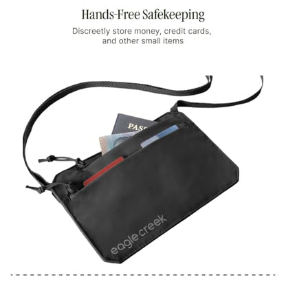 Eagle Creek Undercover RFID Neck Wallet – Lightweight Travel Security with RFID Blocking – Hidden, Adjustable Strap - color: 010 Black
