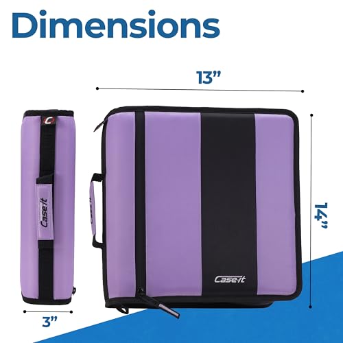 Case-it School Zipper Binder | 2-Inch O-Rings | 350-Sheet | D-251 Lavender - color: Lavender, size: 6 Pack