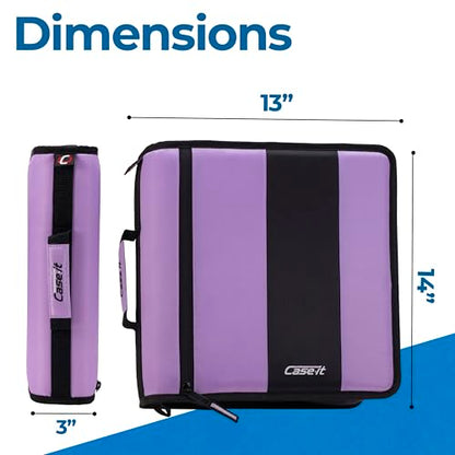 Case-it School Zipper Binder | 2-Inch O-Rings | 350-Sheet | D-251 Lavender - color: Lavender, size: 6 Pack
