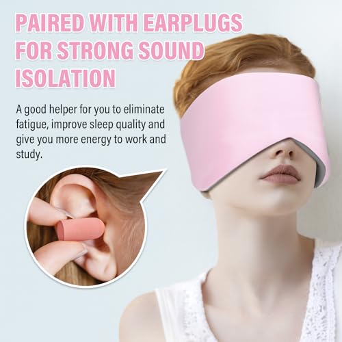 Sleep Mask & Earmuffs for Sleep - 2 in 1 Ear & Eye Mask with Ear Plugs - color: 2-1 Pink