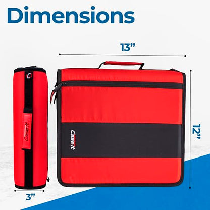 Case-it Zipper Binder | 2-Inch O-Rings | 350-Sheet | D-251 Fire Engine Red - color: B Fire Engine Red, size: 6 Pack