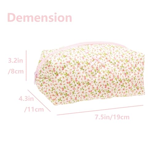 PAZIMIIK Cozy Makeup Bag for Women,Zipper Cosmetic Pouch,Floral Pink - color: Floral Pink