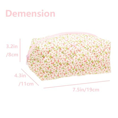 PAZIMIIK Cozy Makeup Bag for Women,Zipper Cosmetic Pouch,Floral Pink - color: Floral Pink