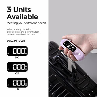 pack all Digital Luggage Scale for Travel, 110Lbs Capacity, 0.1Lb Precision - color: Purple