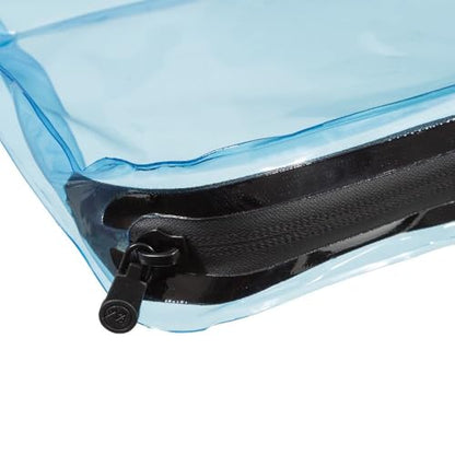 Clear Travel 3- Compartment Toiletry & Makeup Bag Organizer - color: Blue, size: 9X9
