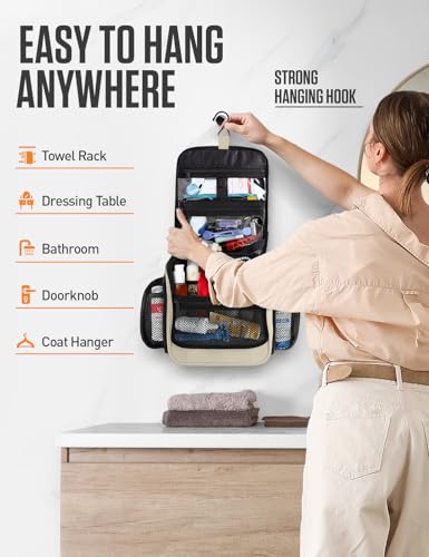 VENTURE 4TH Hanging Travel Toiletry Bag, 18 Compartments - Beige - color: Beige