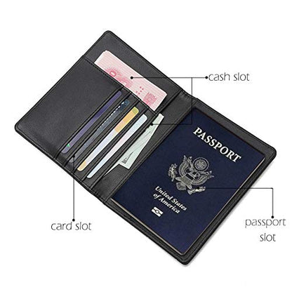 BAKUN Travel Wallet & Family Leather Passport Holder Cover RFID Blocking Travel Wallet, Leather Card Case, Travel Document Organizer Case(Coffee) - color: Coffee
