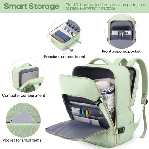 UKEIN Luggage Sets 3Piece, Carry On Luggage 20in Suitcase Set With Backpack - color: Light Green, size: 3 piece set (BP/20inch)