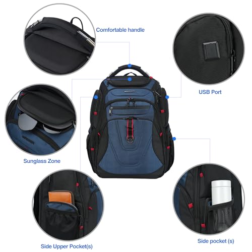 KROSER Travel Laptop Backpack 17.3 Inch XL Computer Backpack for Men/Women - color: Black/Haze Blue, size: 17.3 inch