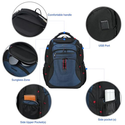 KROSER Travel Laptop Backpack 17.3 Inch XL Computer Backpack for Men/Women - color: Black/Haze Blue, size: 17.3 inch