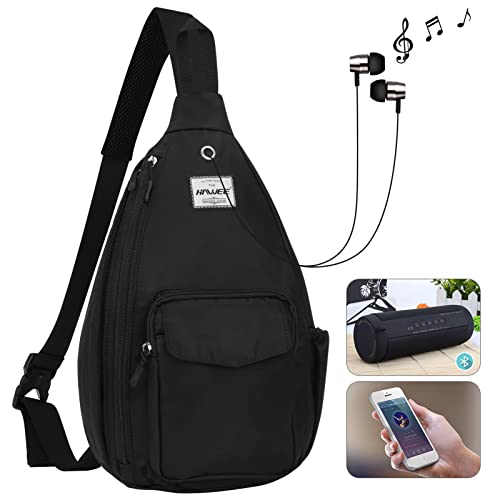 Backpack Sling for Women Anti-Water Crossbody Bag Inclined Adjustable Pack - color: Black