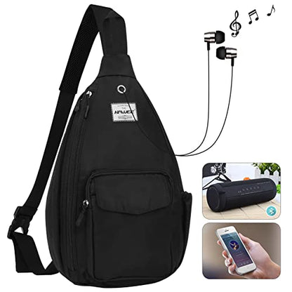 Backpack Sling for Women Anti-Water Crossbody Bag Inclined Adjustable Pack - color: Black