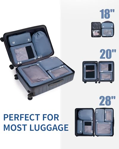 ECOHUB 7 Set Packing Cubes Tear-Resistant Luggage Packing Organizers with Number Icon for Travel Accessories Luggage Suitcase Machine Washable Packing Cubes (Blue) - color: Blue