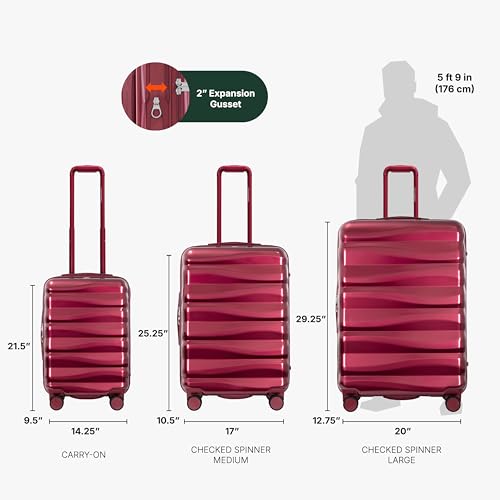 Traveler's Choice Edinburgh II Hardside Spinner Luggage, TSA Lock, Red, 3 Piece Set (21/25/29) - color: Red, size: 3 Piece Set (21/25/29)