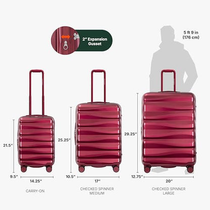 Traveler's Choice Edinburgh II Hardside Spinner Luggage, TSA Lock, Red, 2 Piece Set (21/29) - color: Red, size: 2 Piece Set (21/29)
